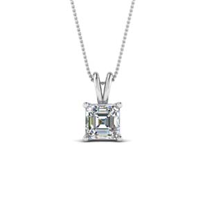 1 Ct. Asscher Single Diamond Pendant