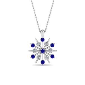 diamond snowflake pendant with sapphire in FDPD8476GSABLANGLE1 NL WG