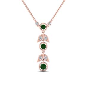 emerald petal diamond drop necklace in rose gold FDPD8598GEMGRANGLE2 NL RG