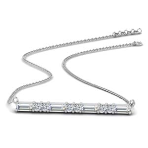 baguette diamond bar necklace in FD PD86790 NL WG