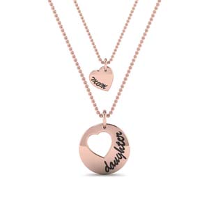 personalized necklace for mother and daughter in 14K rose gold FDPD8697MDANGLE2 NL RG