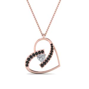 Heart Necklace With Black Diamond 