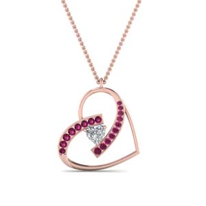 Pink Sapphire Heart Pendant Necklace