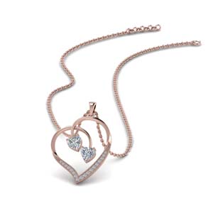Dual Heart Diamond Pendant