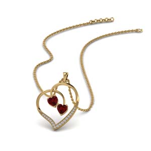 Ruby Heart Pendant Necklace