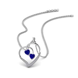 Dual Heart Sapphire Pendant