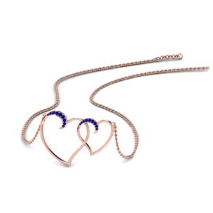 Heart Interlocked Sapphire Pendant