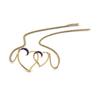 Heart Interlocked Pendant With Sapphire