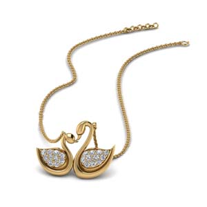 14k Yellow Gold Swan Pendant Charm