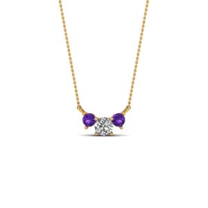 3 round diamond pendant necklace with purple topaz in FDPD894GVITO NL YG