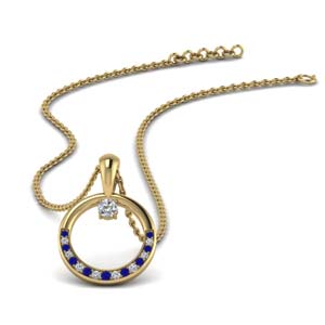 Circle Pendant With Sapphire