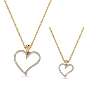 Diamond Heart Necklace For Mom Daughter