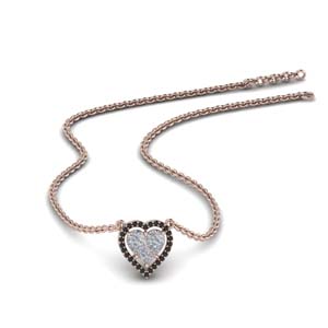 Black Diamond Heart Pendant Necklaces
