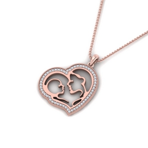 Simple Exquisite Rose Gold Moms Love Shaped Diamond Necklace Cebbay Necklace for Women
