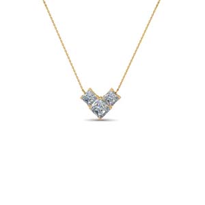 princess cut diamond necklace yellow gold