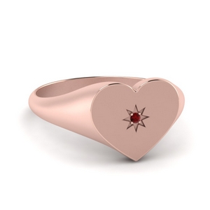Heart Starburst Signet Ring