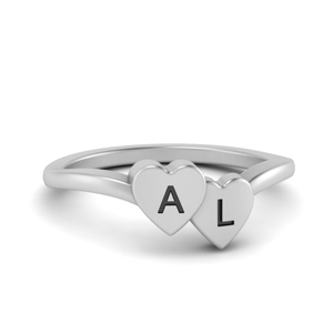 White Gold Initial Signet Ring