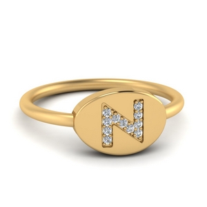 Initial Diamond Signet Ring