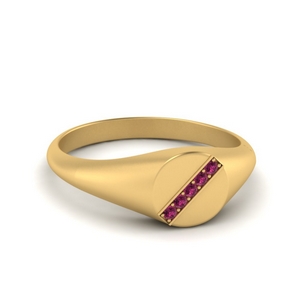 5 Stone Gold Signet Ring