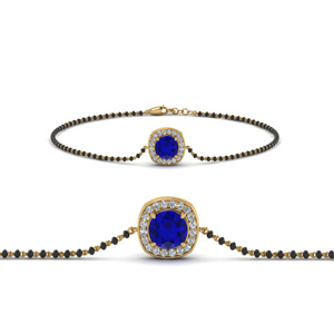 Sapphire Bracelet Mangalsutra With Black Beads