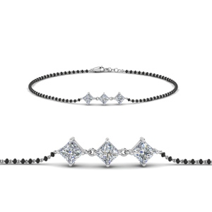 3 Stone Mangalsutra Bracelet With Beads