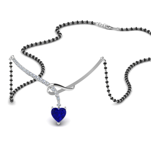 Heart Shaped Sapphire Mangalsutra Chain