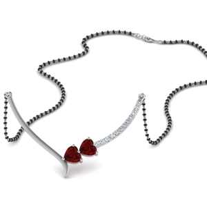Modern Ruby Heart Mangalsutra Beads