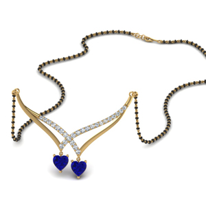 Beads Mangalsutra With Heart Sapphire