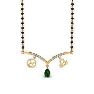Mangalsutra Emerald Pendant Zodiac Sign
